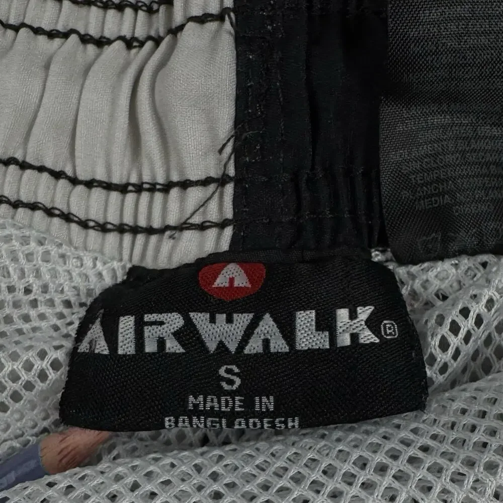 Airwalk Board Shorts Mens S Black White Bulldog Surf Swim Elastic Waist
